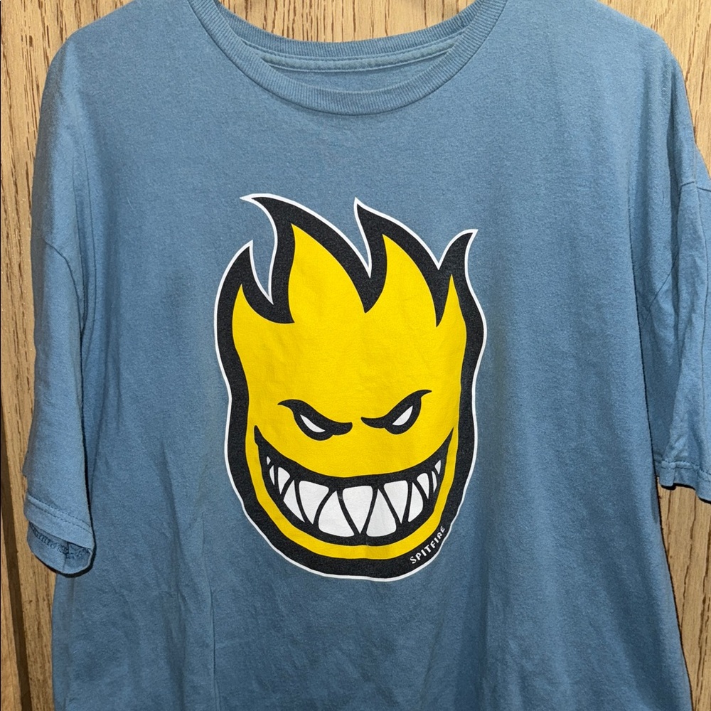 Spitfire Blue Tee with Yellow Graphic